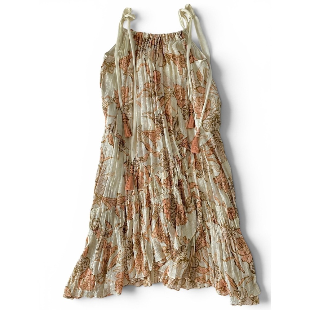 Free People Bare It All Metallic Lurex Floral Maxi Dress Large Boho Festival - Picture 15 of 16